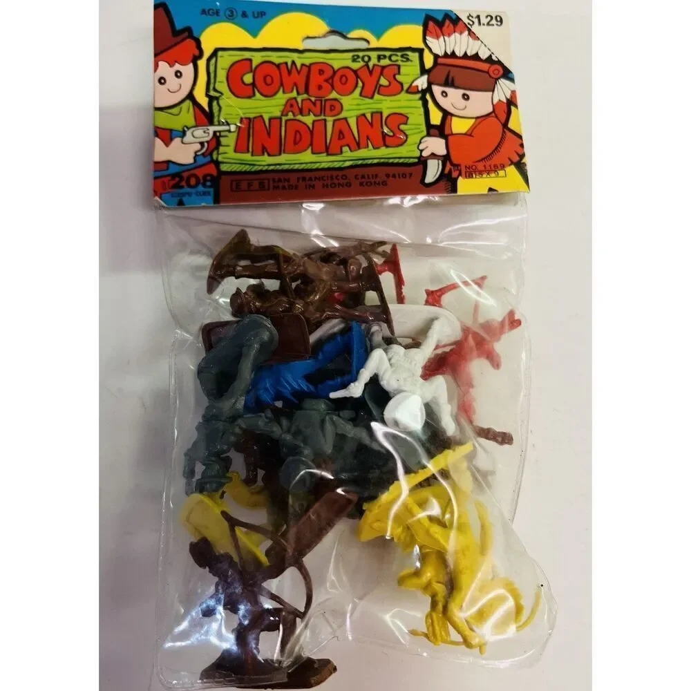 VINTAGE 1975‎ ARCO COWBOYS & INDIANS HAND PAINTED PLASTIC FIGURES 20 PCS NEW